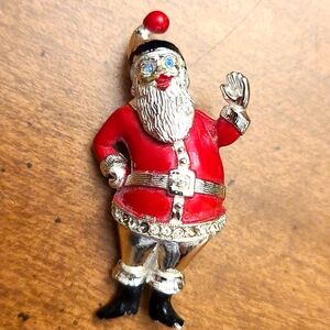 Vintage Signed Sarah Coventry Santa Claus Brooch Pin